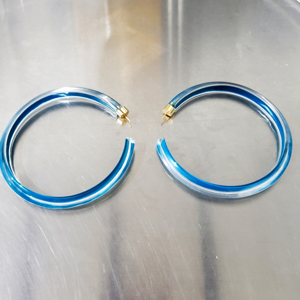 NEW Alison Lou Large Jelly Hoops - Dark Blue
